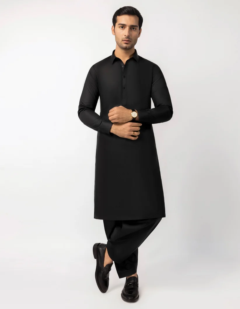 Black shalwar kameez, full length
